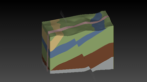 Seven Layer Faulted Stratigraphic Model with Dike