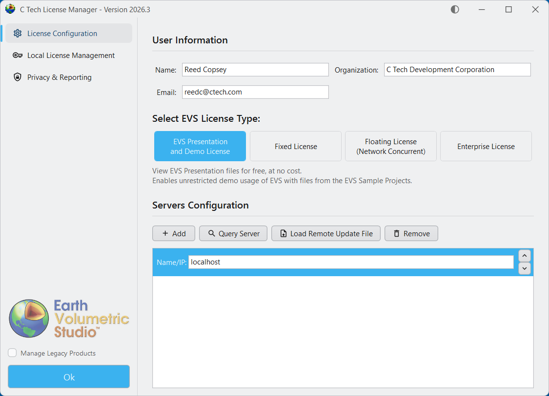 Presentation and Demo License options
