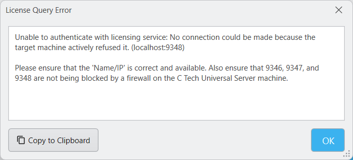 Unable to connect error