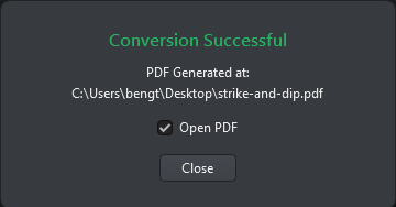 Conversion finished message