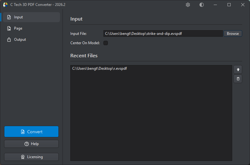 PDF Converter with EVSPDF file loaded and settings configured