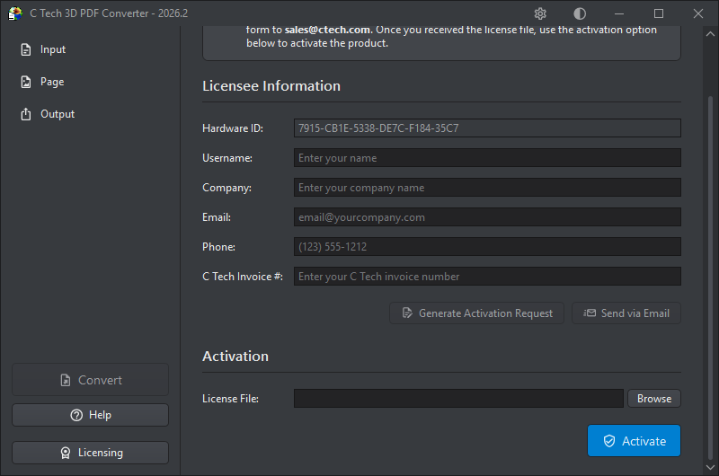 License dialog — scrolled down