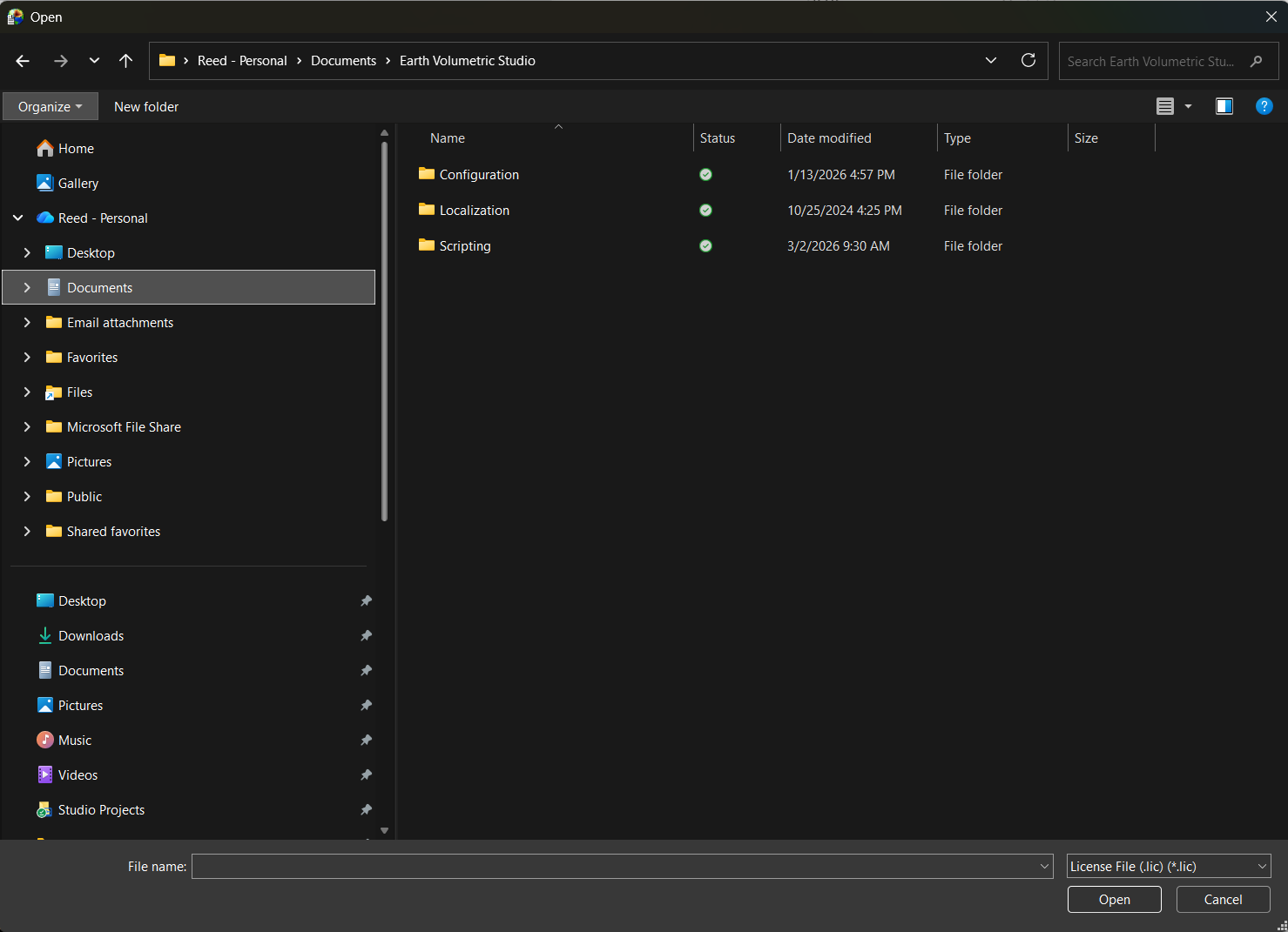 Load license file dialog
