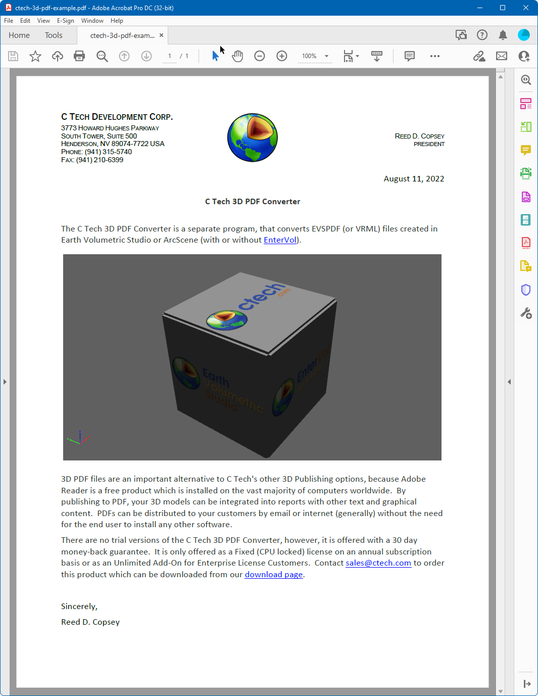C Tech example PDF with placeholder 3D model
