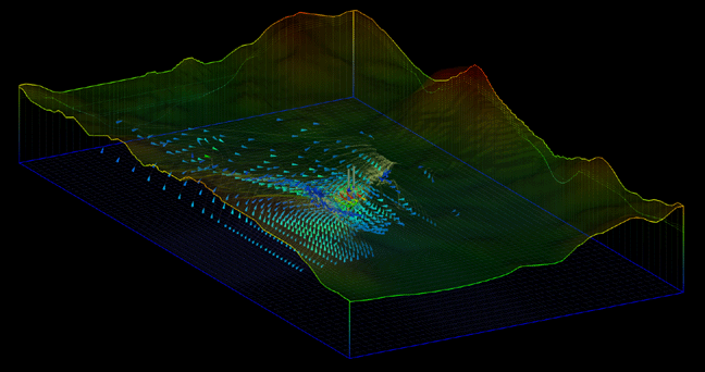 Wellhead protection groundwater flow model showing capture zones for a municipal well field in central Ohio