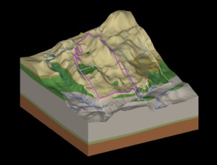 Paleozoic sedimentary bedrock layers eroded by glacial processes