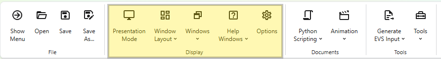 Display section of the Main Toolbar.