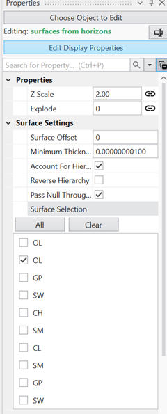 Surfaces from horizons panel