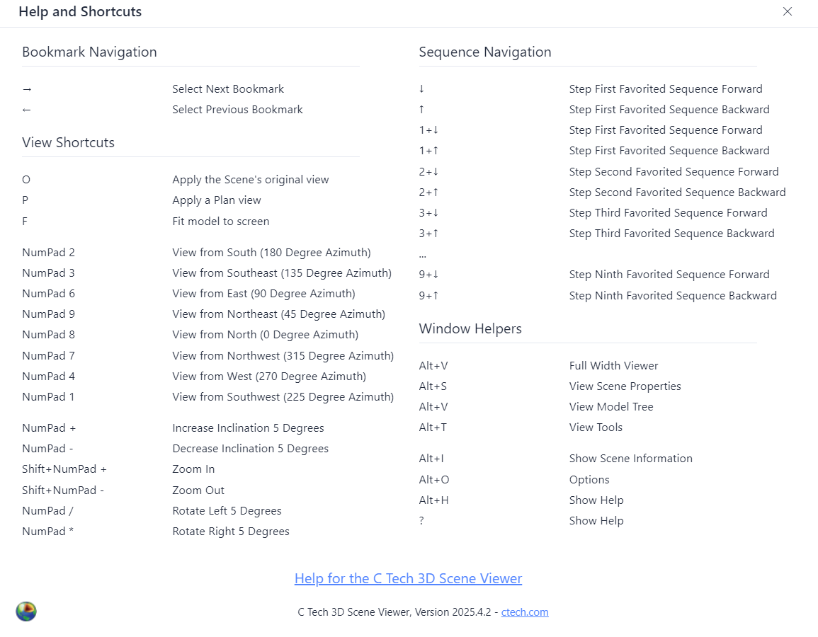 Keyboard shortcuts dialog